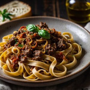 Tagliatelle al ragu de jabalí