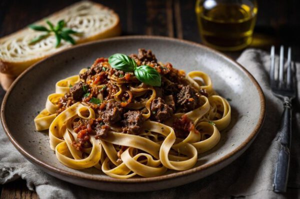 Tagliatelle al ragu de jabalí
